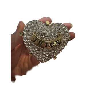 JUICY COUTURE Key Ring Fob Purse Charm BIG Engagement Ring Crystals  Gold Tone